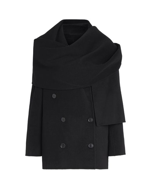 Camilla & Marc Black Wool-Blend Scarf-Neck Memoria Coat