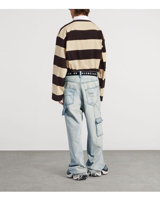Balenciaga Blue Belted Wide-Leg Jeans for men