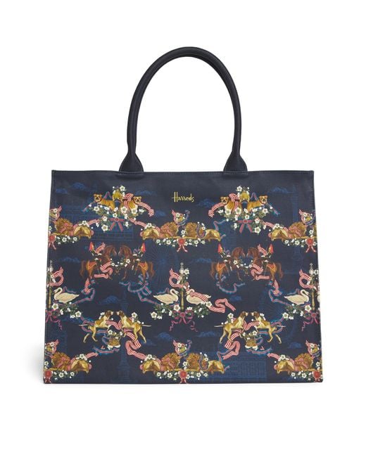 Harrods Blue Large Great British Tote Bag