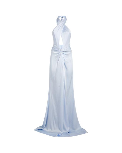 LAPOINTE Blue Halterneck Twist-detail Gown