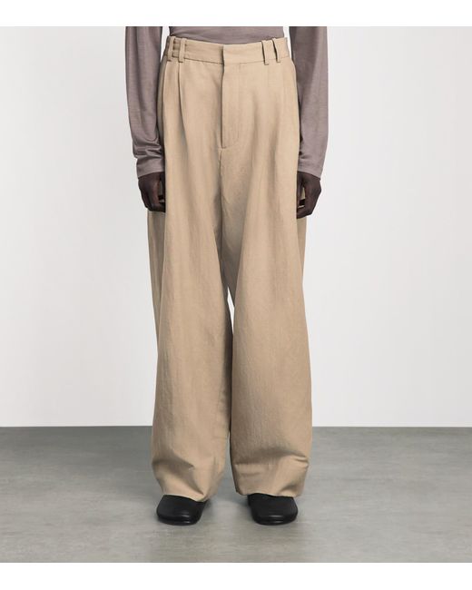 Studio Nicholson Natural Double Pleated Volume Trousers for men