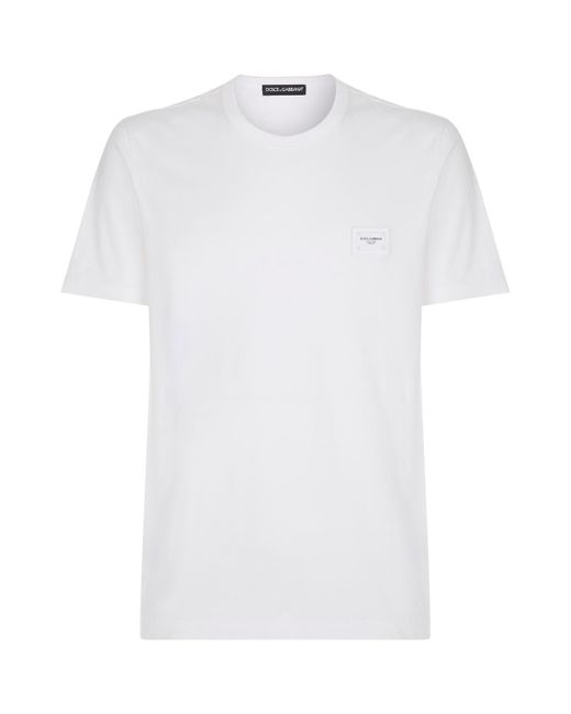 Dolce & Gabbana Cotton Logo Plaque T-shirt in White for Men | Lyst