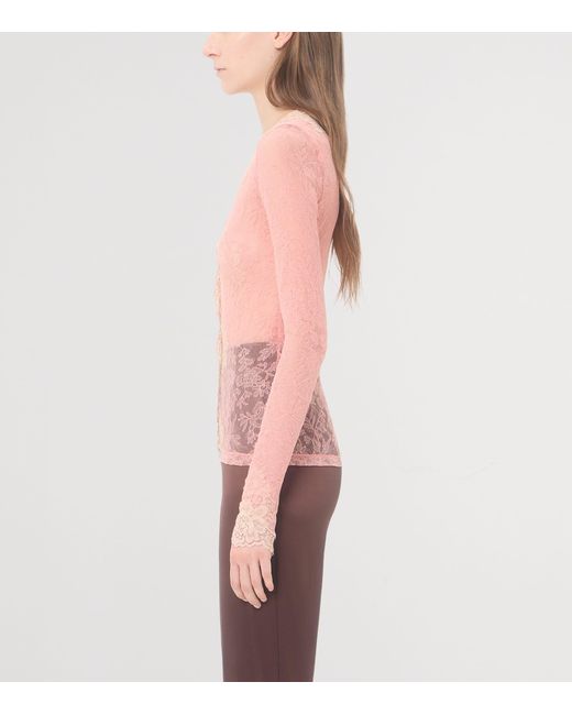 Valentino Pink Lace V-Neck Cardigan