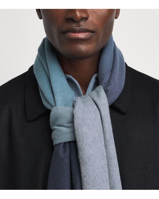 Johnstons Blue Cashmere Ombré Scarf for men