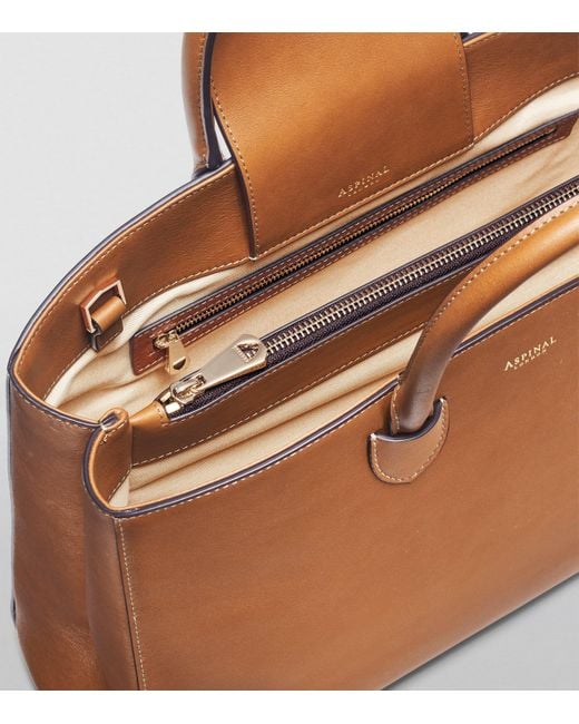 Aspinal Brown Leather Madison Tote Bag