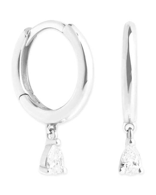 Astrid & Miyu White And Diamond Pear Huggie Hoops