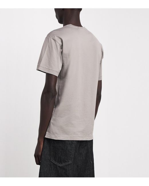 Stone Island Gray Cotton Compass Logo T-Shirt for men