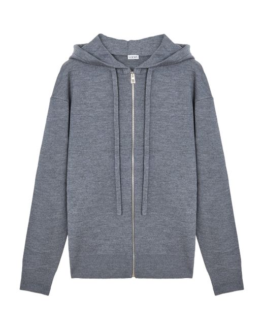 Loewe Gray Wool Anagram Zip-Up Hoodie for men