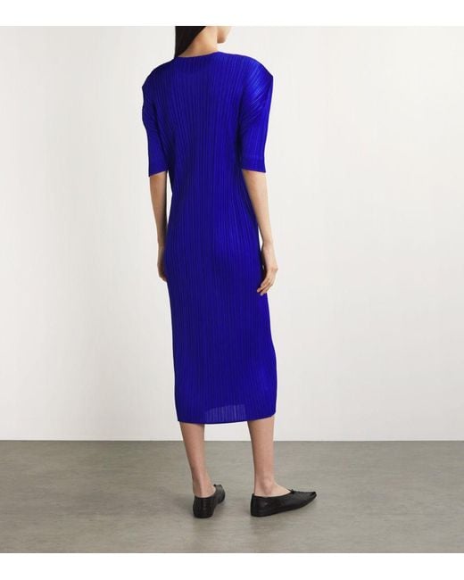 Pleats Please Issey Miyake Blue Monthly Colors July Midi Dress