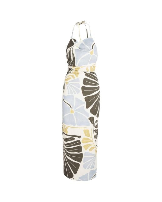 Sir Metallic Linen Lola Halterneck Maxi Dress