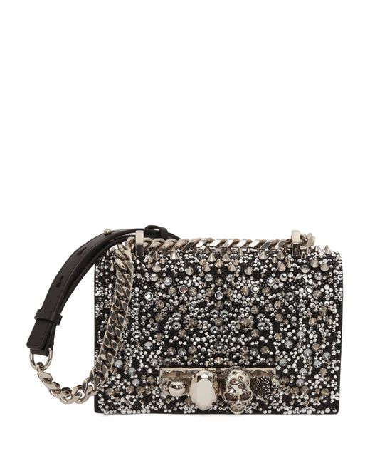 Alexander McQueen Black Mini Leather Jewelled Satchel
