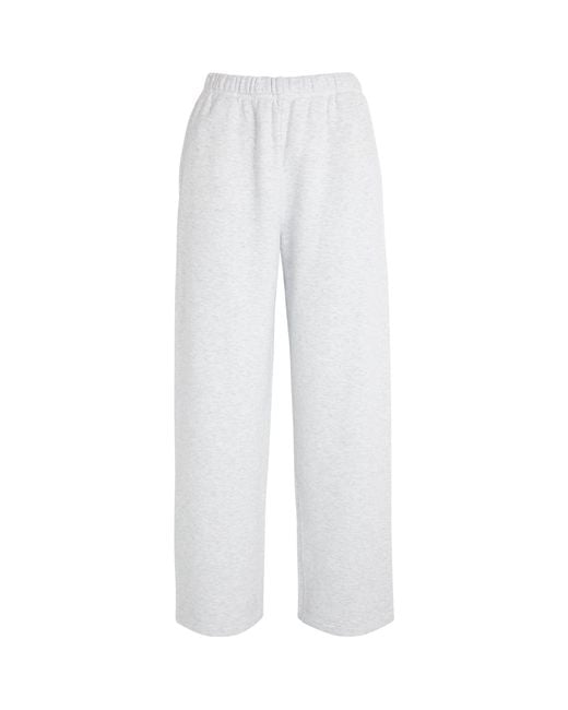 Skims White Cotton-Blend Fleece Straight Sweatpants