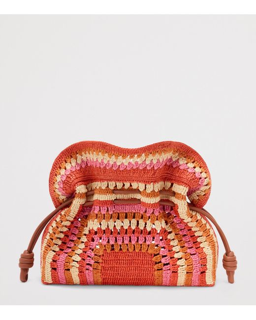 Loewe Red X Paula's Ibiza Medium Raffia Flamenco Clutch Bag