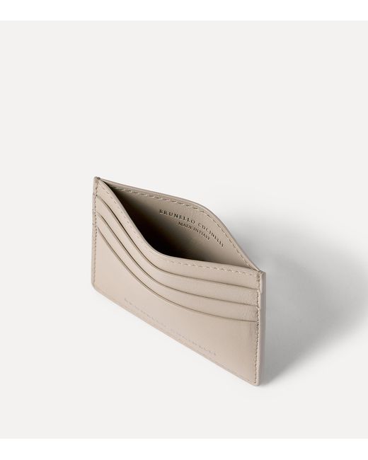 Brunello Cucinelli Natural Leather Logo Card Holder