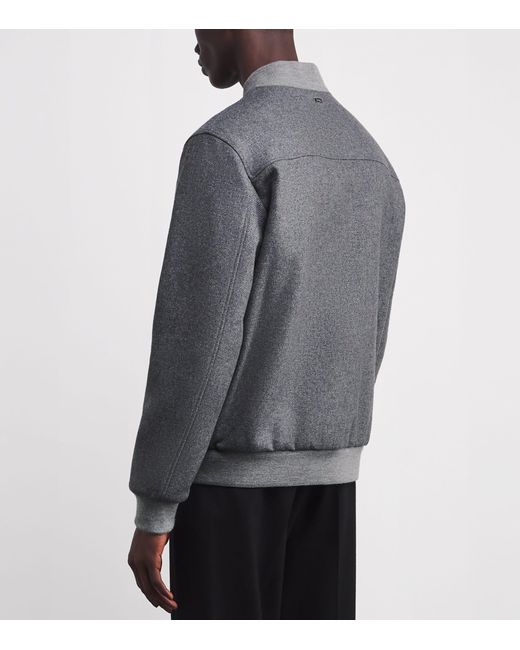 Herno Gray Wool-Blend Felt Bomber Jacket for men