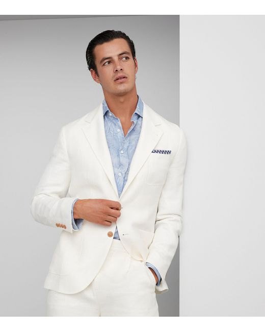 Brunello Cucinelli White Linen-blend Diagonal Twill Unconstructed Blazer for men