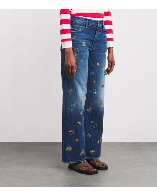 Mother Blue The Rerun Zip Sneak High-Waist Jeans