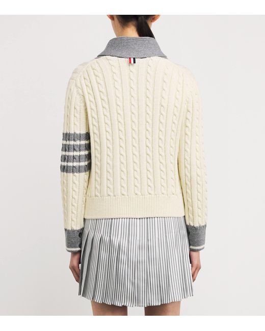 Thom Browne White Wool 4-Bar Cardigan