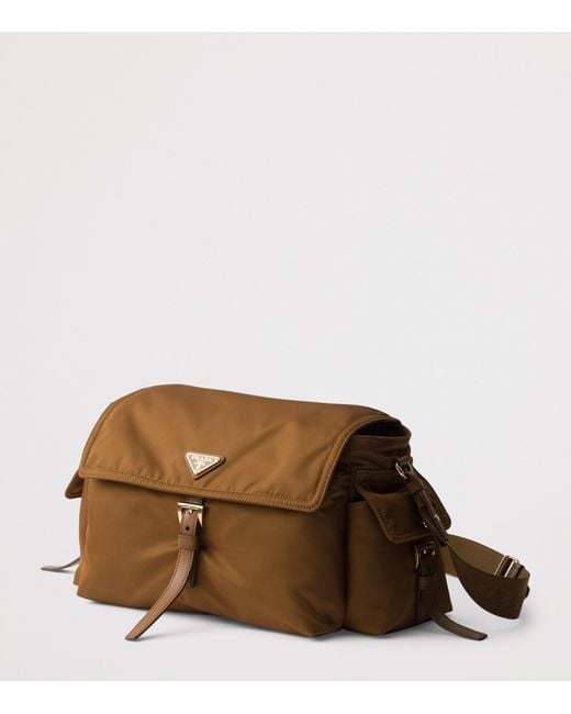 Prada Brown Large Re-Nylon And Leather Explore Shoulder Bag