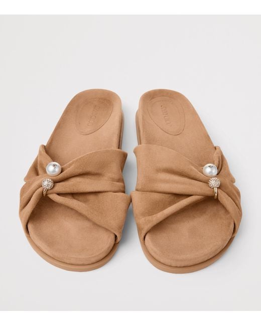 Jimmy Choo Brown Rafi Leather Flat Sandals