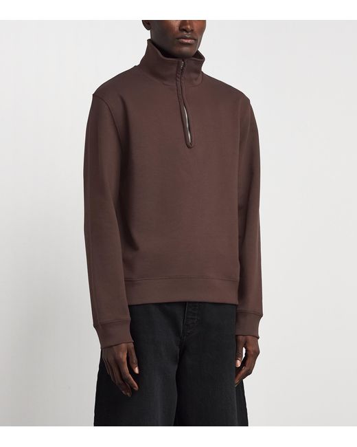 Sandro Brown Cotton Half-Zip Sweater for men