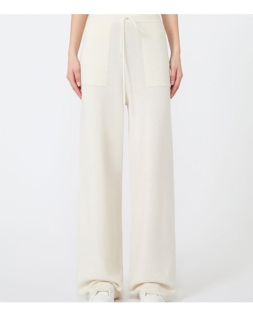 Max Mara White Cashmere Drawstring Trousers