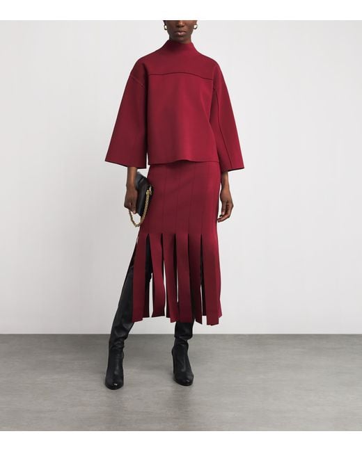 Joseph Red Milano-Knit Lagny Compact Midi Skirt
