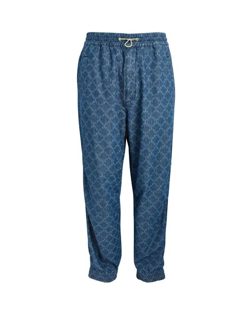 Closed Blue Denim Logo Print Sweatpants for men