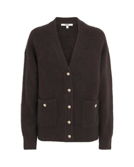 Maje Black Wool-Blend Relaxed Cardigan