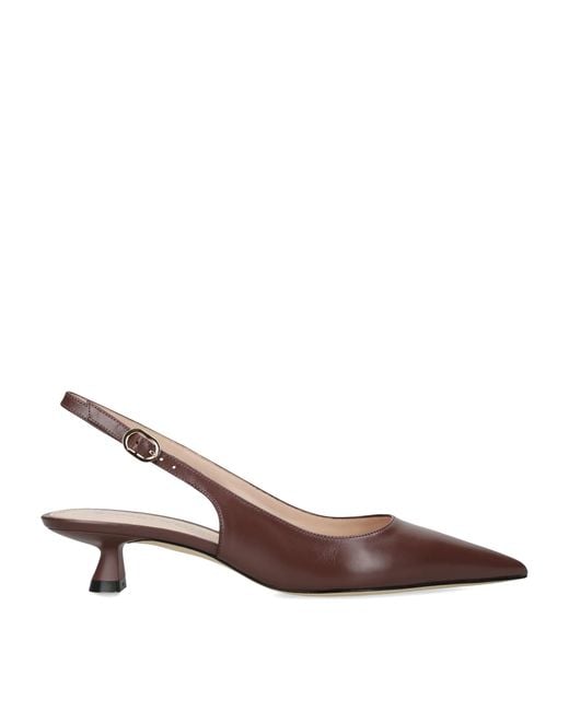 Stuart Weitzman Brown Leather Stuart Sculpt Slingback Pumps 35