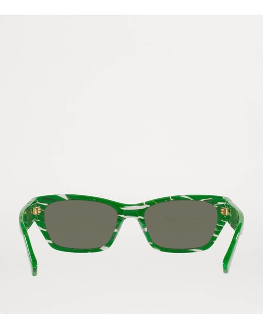 Bottega Veneta Green Rectangular Sunglasses