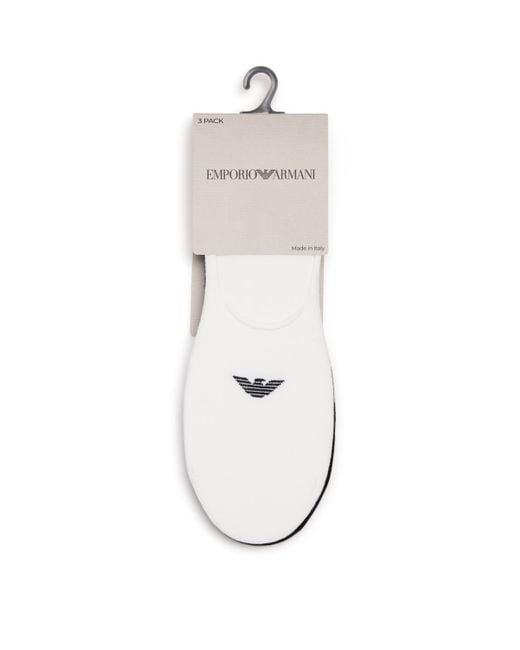 Emporio Armani White Invisible Logo Socks for men
