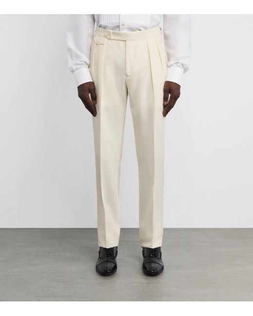 Polo Ralph Lauren White Wool Tuxedo Trousers for men