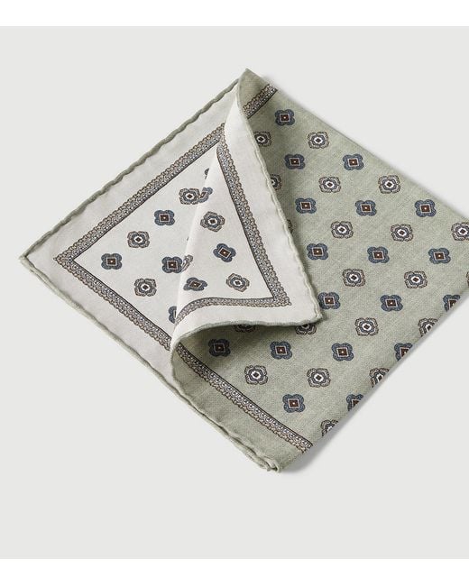 Brunello Cucinelli Metallic Silk Medallion Pocket Square for men