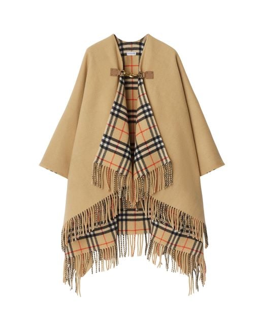 Burberry Natural Wool Check-Lined Cape