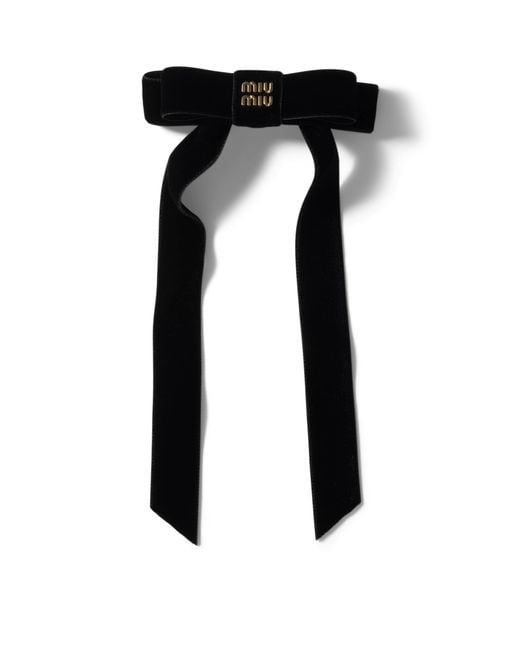Miu Miu Black Velvet Bow Hair Clip