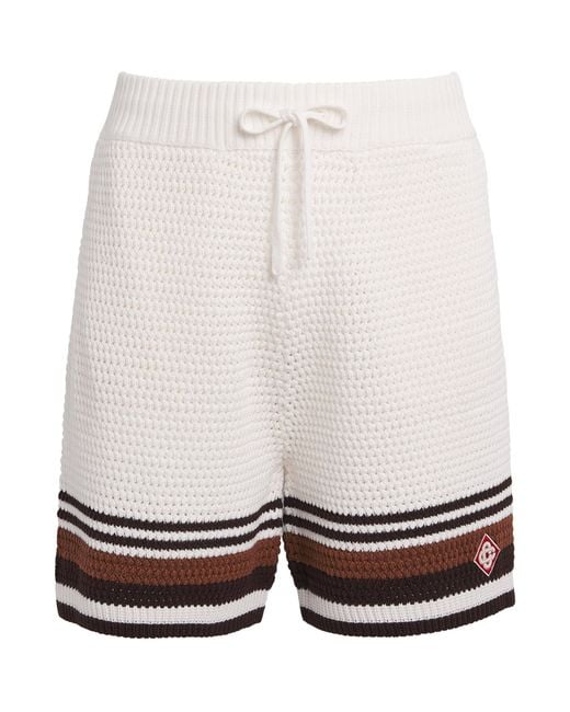 Casablanca White Crochet Stripe Shorts for men
