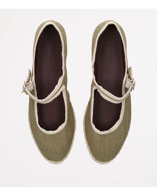 Flabelus Green Linen Ishmael Mary Janes