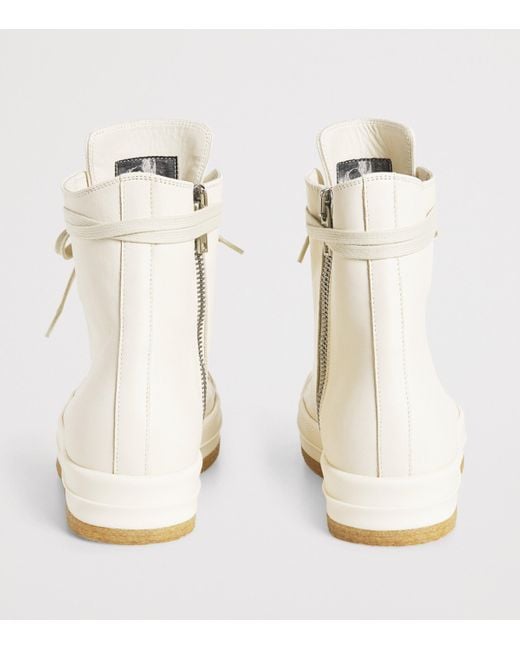 Rick Owens Natural Leather High-Top Sneakers for men