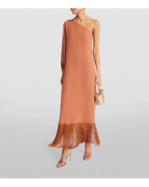 ‎Taller Marmo Orange Fringed Spritz Maxi Dress