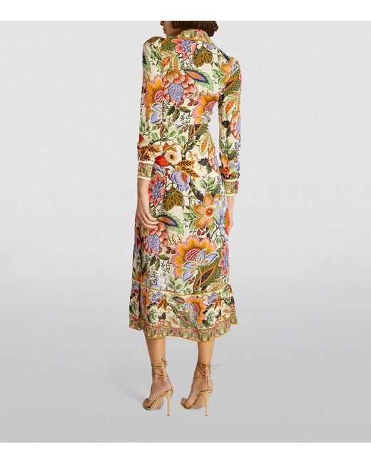 Etro Metallic Floral Midi Dress