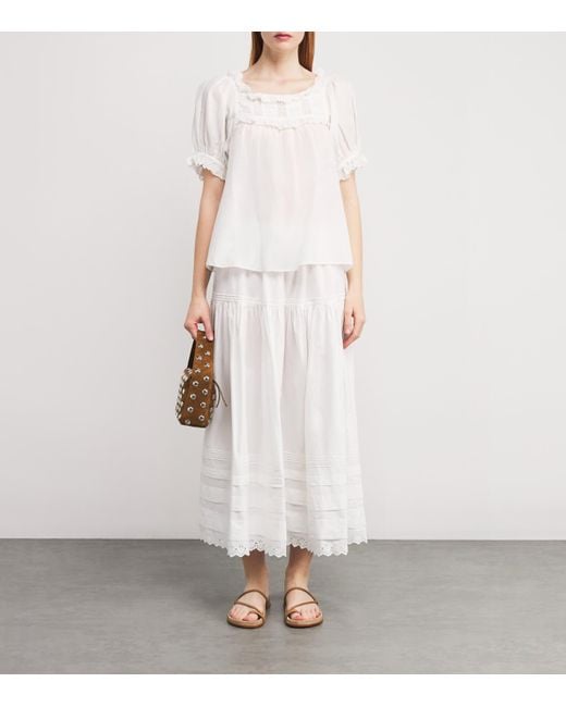 Doen White Organic Cotton-Blend Frances Blouse