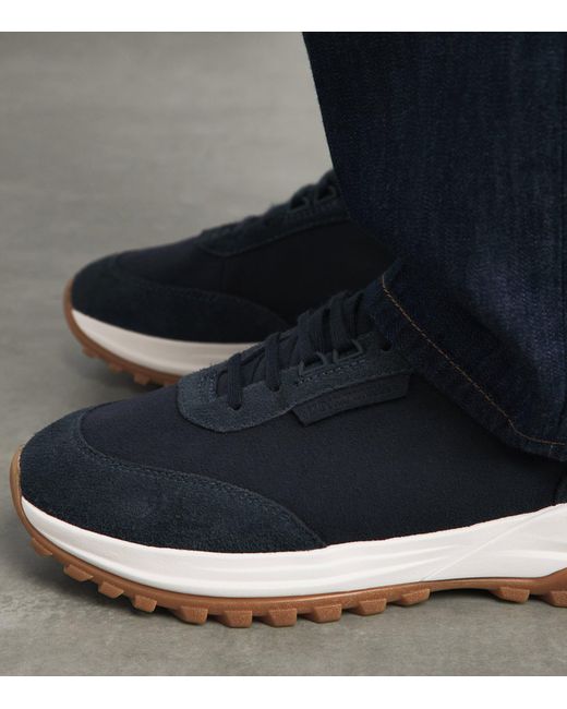 Emporio Armani Blue Suede Sneakers for men