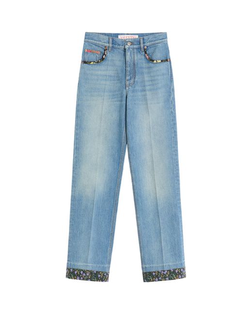 Valentino Blue Denim Printed Jeans