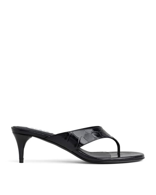 Alaïa White Croc-Embossed Leather Thong Mules 55