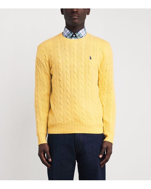 Polo Ralph Lauren Yellow Wool-Cashmere Cable-Knit Sweater for men