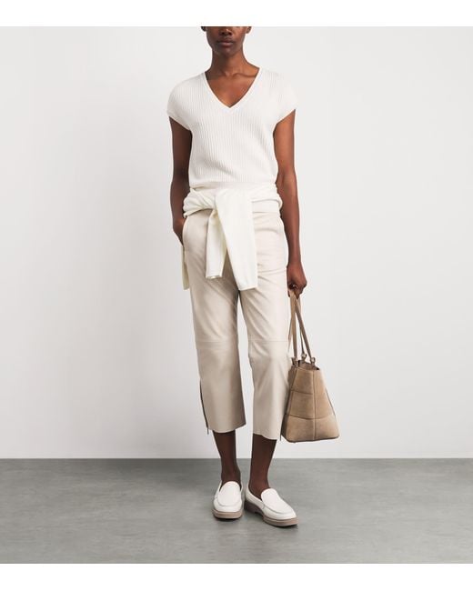 Eleventy Natural Nappa Leather Straight Trousers