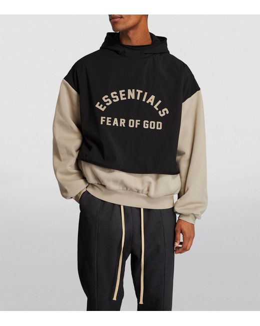 Fear Of God Black Layered Logo Hoodie for men