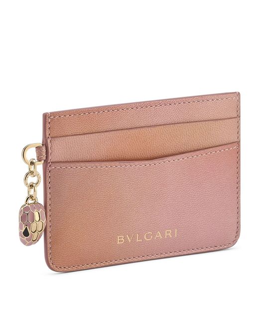 BVLGARI Pink Goat Leather Serpenti Forever Card Holder