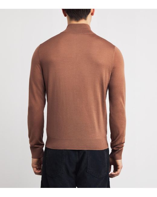Paul Smith Brown Merino Wool Quarter-Zip Sweater for men